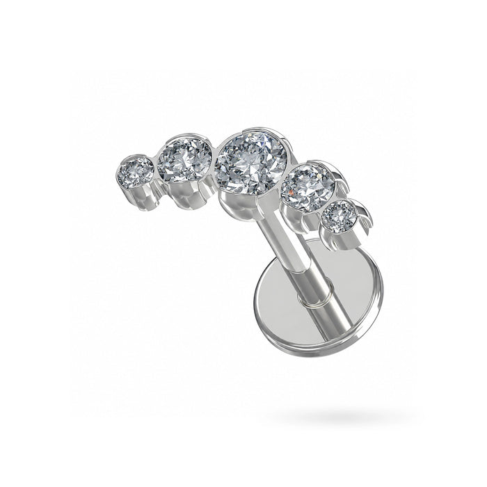 G23 Titanium Five CZ Jewelled Push-Fit Flatback Stud