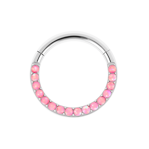 316L Surgical Steel Opal Studded Hinged Clicker Segment Ring - Monster Piercing