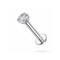 925 Sterling Silver Round CZ Jewelled Threadless Flatback Stud