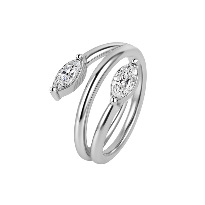 316L Surgical Steel Twin Marquise Hinged Segment Clicker Ring - Monster Piercing