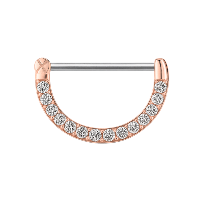 316L Surgical Steel Multi Round Jewelled CZ Nipple Clicker Ring