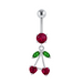 925 Sterling Silver Fancy Jewelled Double Heart Stone Dangling Belly Ring - Monster Piercing