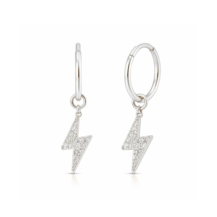 316L Surgical Steel CZ Jewelled Dangling Flash Hinged Earring Pair United Kingdom