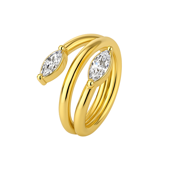 316L Surgical Steel Twin Marquise Hinged Segment Clicker Ring - Monster Piercing