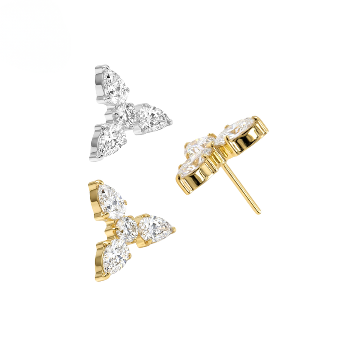 G23 Titanium Trinity Marquise Crystal Threadless Labret Accessory Top