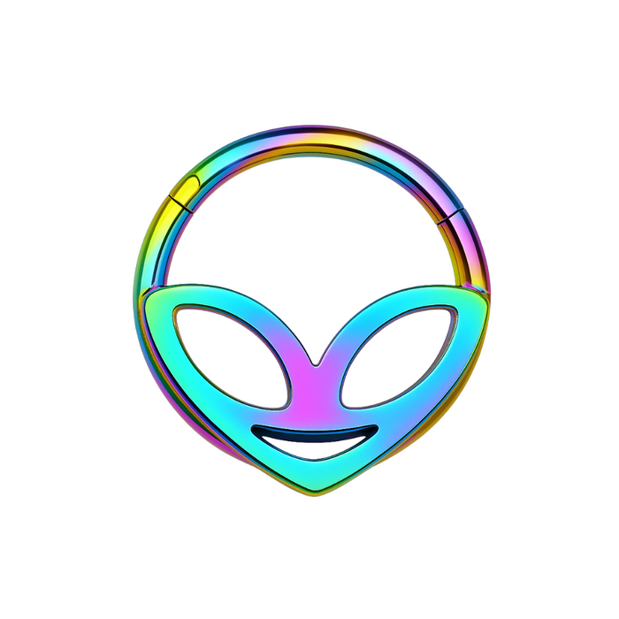 316L Surgical Steel Alien Head Hinged Segment Clicker Ring - Monster Piercing