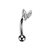 G23 Grade Titanium Double Marquise CZ Curved Bar