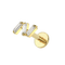 G23 Titanium Triple CZ Baguette Threadless Flatback Stud