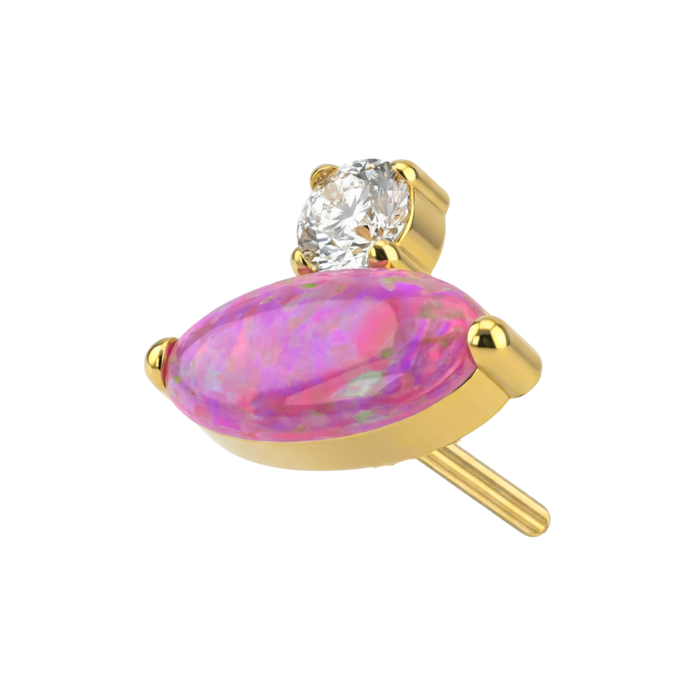 Colorful opal and CZ body jewelry top in silver and gold finishes