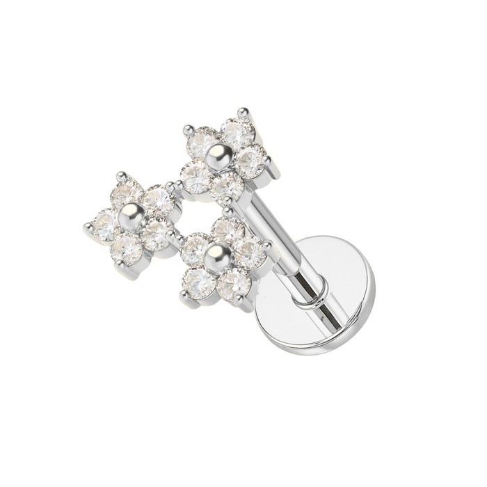 316L Surgical Steel Trinity Floral Flower Flatback Cartilage Ear Stud