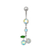 925 Sterling Silver Cherry Jewelled Fancy Dangling Belly Ring - Monster Piercing
