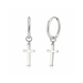 316L Surgical Steel CZ Jewelled Dangling Cross Hinged Earring Pair United Kingdom