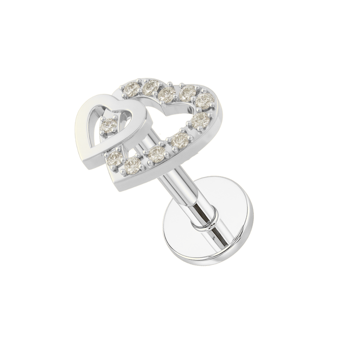 316L Surgical Steel Twin Heart Flatback Cartilage Piercing Stud