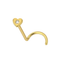 14K Gold Cubic Zirconia Jewelled Heart Nose Screw Stud