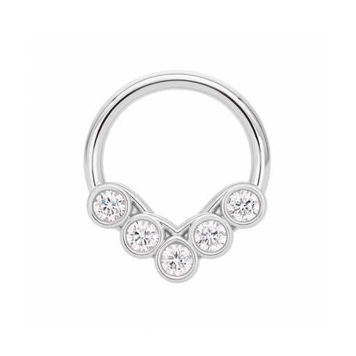 316L Surgical Steel CZ Jewelled Hinged Septum Clicker Ring - Monster Piercing