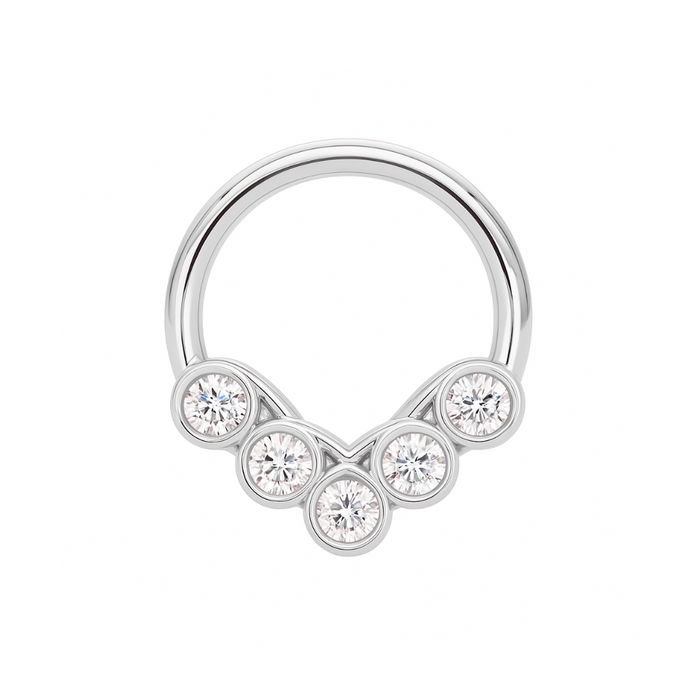 316L Surgical Steel CZ Jewelled Hinged Septum Clicker Ring - Monster Piercing