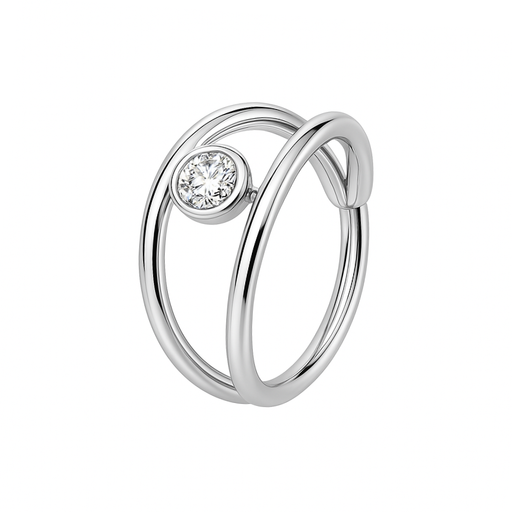 316L Surgical Steel Jewelled Eye Hinged Segment Clicker Ring - Monster Piercing