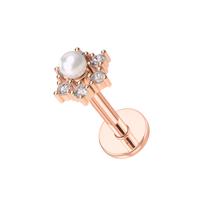 316L Surgical Steel Star with Pearl Flatback Cartilage Ear Stud