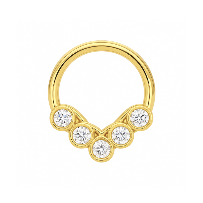 316L Surgical Steel CZ Jewelled Hinged Septum Clicker Ring - Monster Piercing