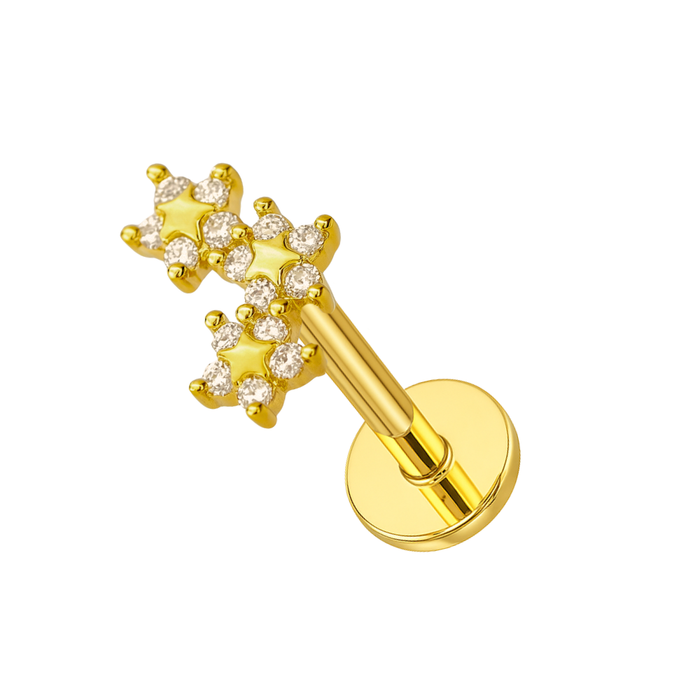 316L Surgical Steel Trinity Star Flower Flatback Cartilage Ear Stud