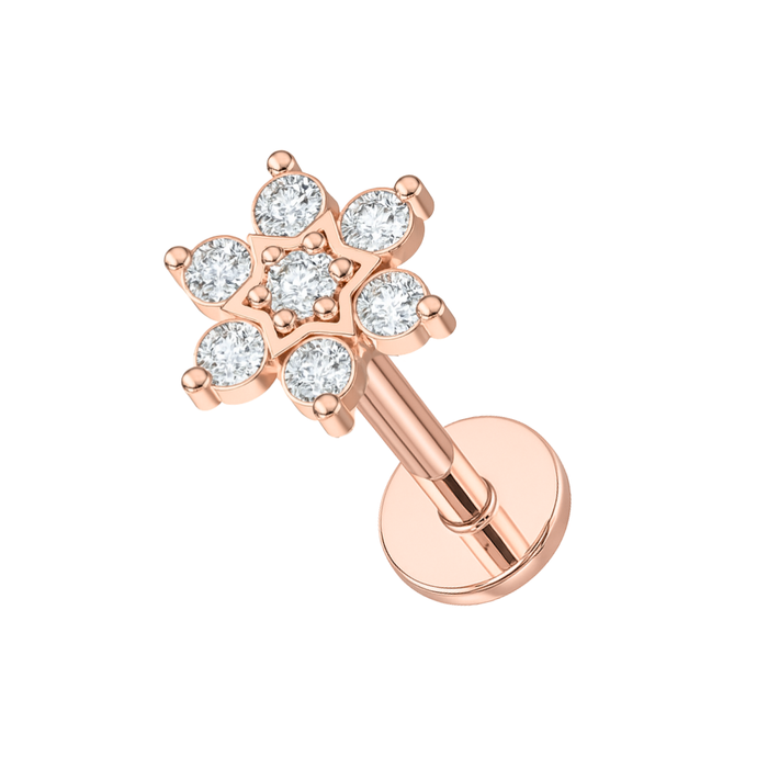 316L Surgical Steel Multi CZ Jewelled Daffodils Internally Threaded Flatback Stud