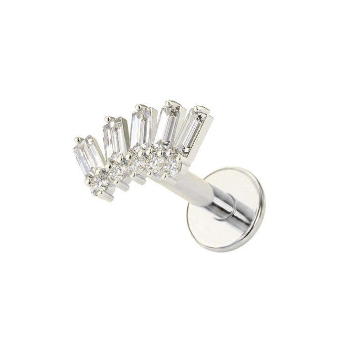 316L Surgical Steel Baguette CZ Internally Threaded Flatback Stud