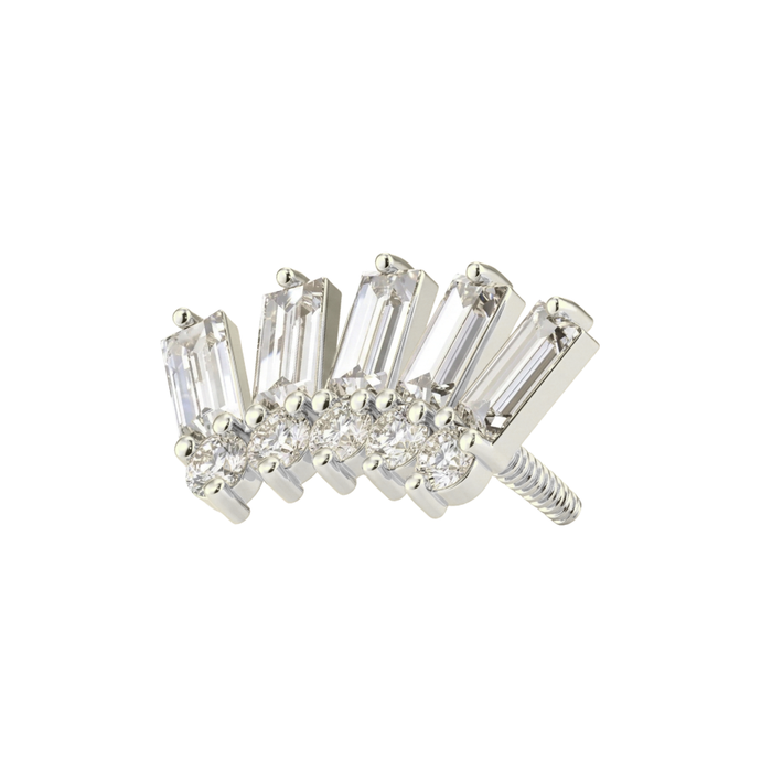 316L Surgical Steel Baguette CZ Internally Threaded Accessory Top