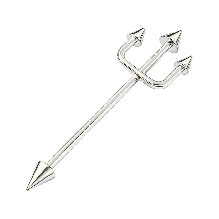 316L Surgical Steel Trident Industrial Barbell
