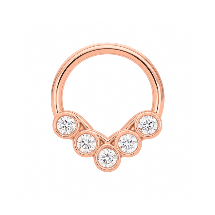 316L Surgical Steel CZ Jewelled Hinged Septum Clicker Ring - Monster Piercing