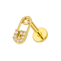316L Surgical Steel Jewelled Safety Pin Flatback Cartilage Ear Stud United Kingdom