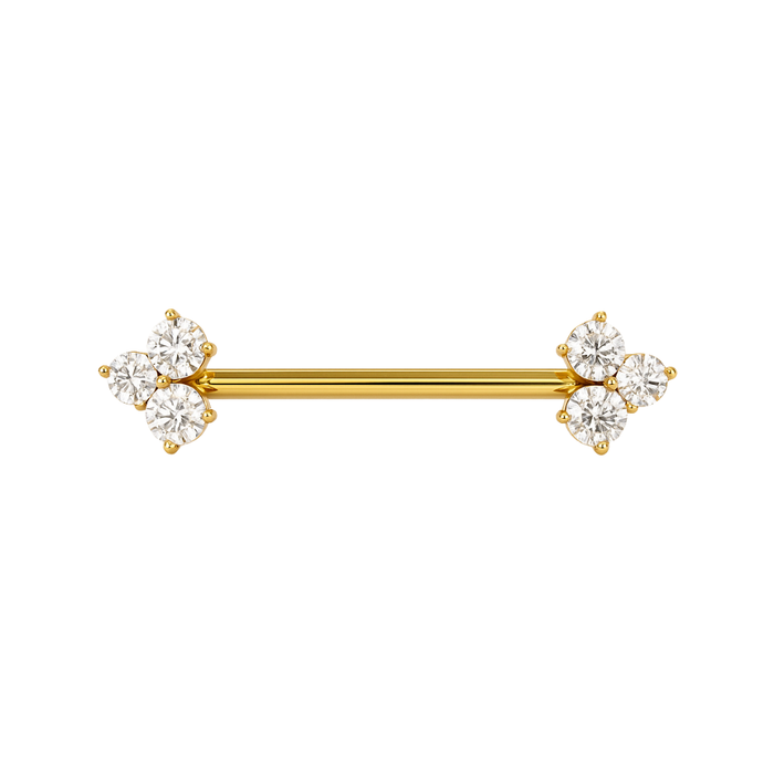 316L Surgical Steel Tri-Jewelled Arrow CZ Nipple Bar