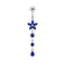 925 Sterling Silver Flower and Star Dangling Belly Ring