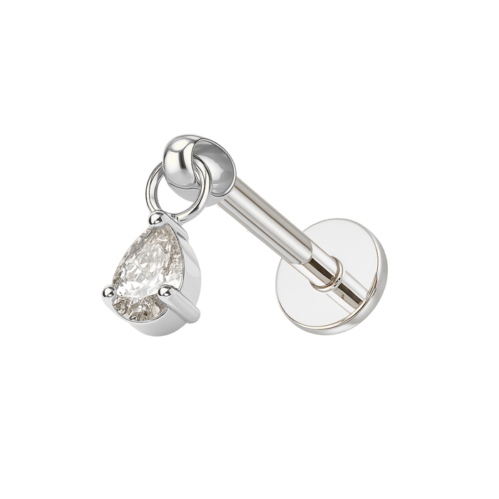 G23 Titanium Tri-Cut Crystal Drop Threadless Flatback Stud