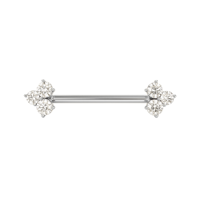 316L Surgical Steel Tri-Jewelled Arrow CZ Nipple Bar