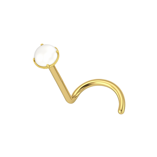 14K Gold Natural Pearl Nose Stud - Monster Piercing