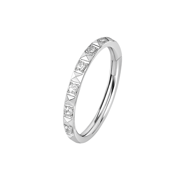 316L Surgical Steel CZ Jewelled Hinged Septum Clicker Ring - Monster Piercing