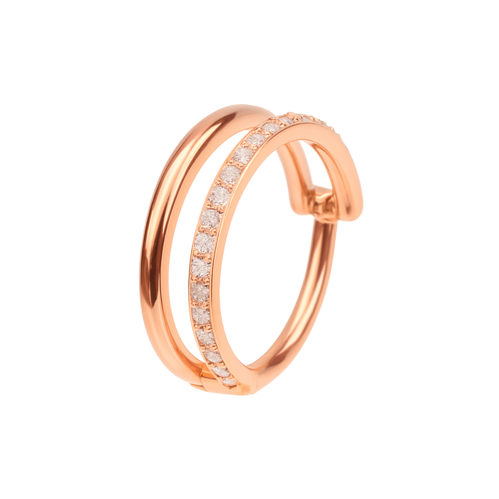 316L Surgical Steel Double Stack Jewelled Hinged Segment Clicker Ring - Monster Piercing