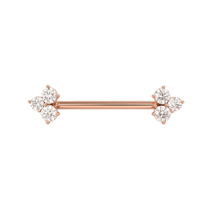 316L Surgical Steel Tri-Jewelled Arrow CZ Nipple Bar