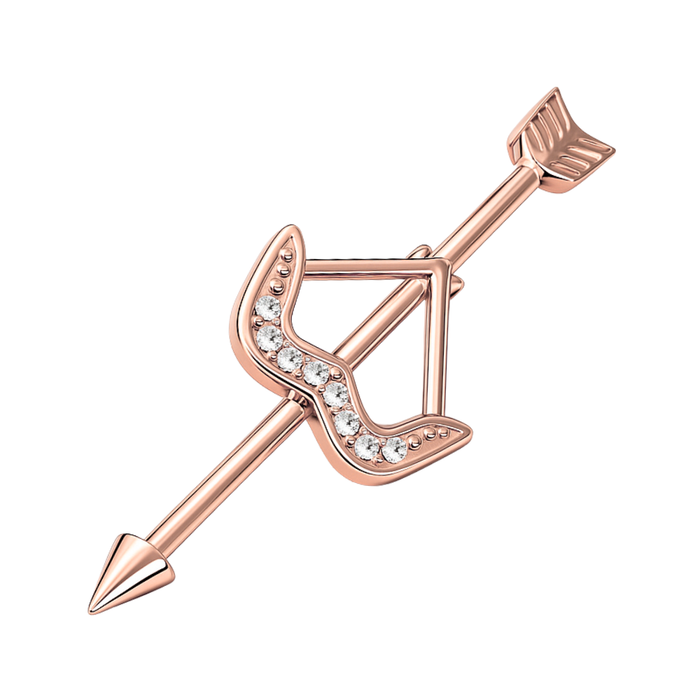 316L Surgical Steel With Anodised Arrow CZ Dazzling Bow Industrial Barbell