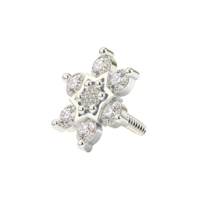 316L Surgical Steel Star Cluster CZ Internally Threaded Accessory Top