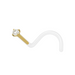 14K Gold Head Bio-Plast Nose Screw with CZ Stone - Monster Piercing
