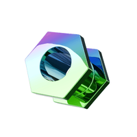 316L Surgical Steel Rainbow Hexagon External Threaded Tunnel United Kingdom