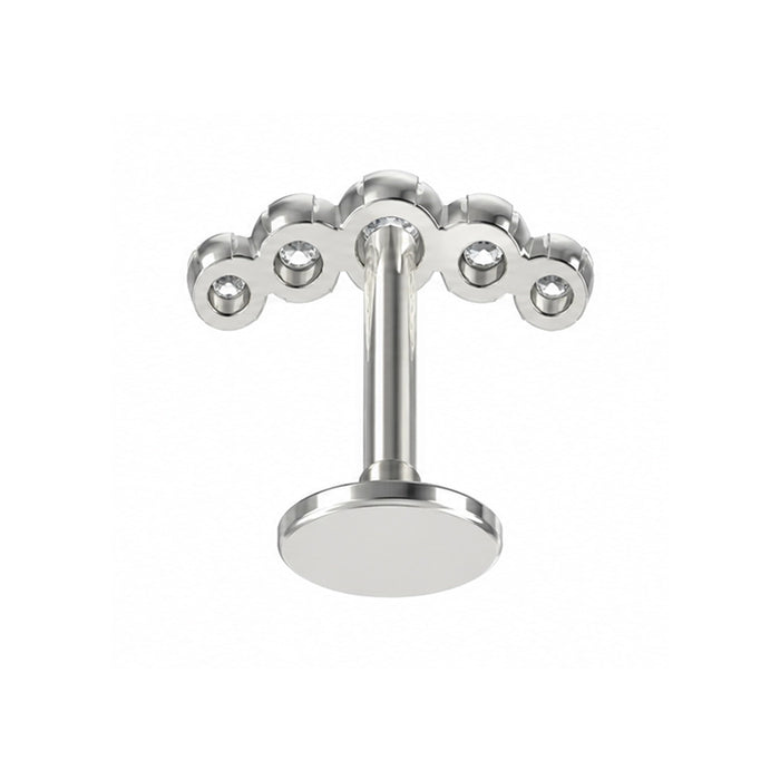 G23 Titanium Five CZ Jewelled Push-Fit Flatback Stud