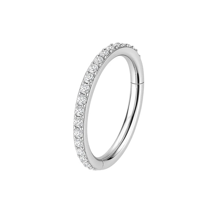 316L Surgical Steel Micro Setting CZ Stones in Hinged Segment Clicker Ring