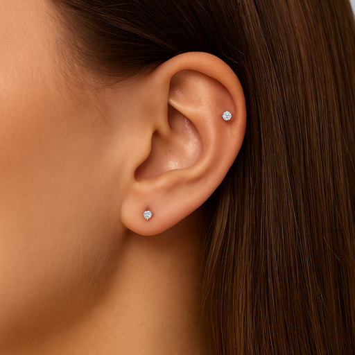 14K Gold Round Cubic Zirconia Jewelled Push Fit Top - Monster Piercing