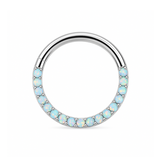316L Surgical Steel Opal Studded Hinged Clicker Segment Ring - Monster Piercing