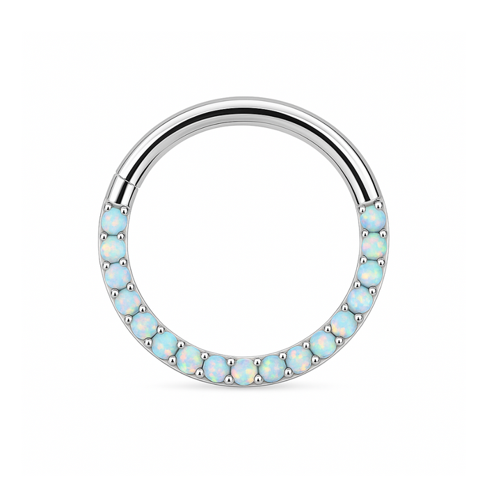 316L Surgical Steel Opal Studded Hinged Clicker Segment Ring - Monster Piercing