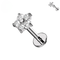 925 Sterling Silver CZ Jewelled Flower Threadless Flatback Stud
