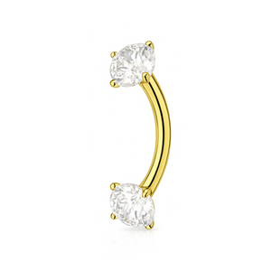 14K Gold Internally Threaded 3mm Round CZ Jewelled Curved Barbell