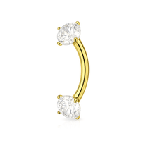 14K Gold Internally Threaded 3mm Round CZ Jewelled Curved Barbell United Kingdom